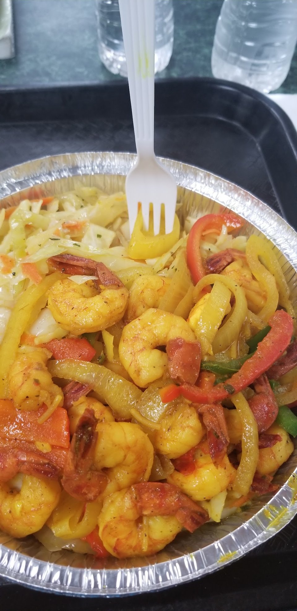 Shrimp Curry and Cabbage