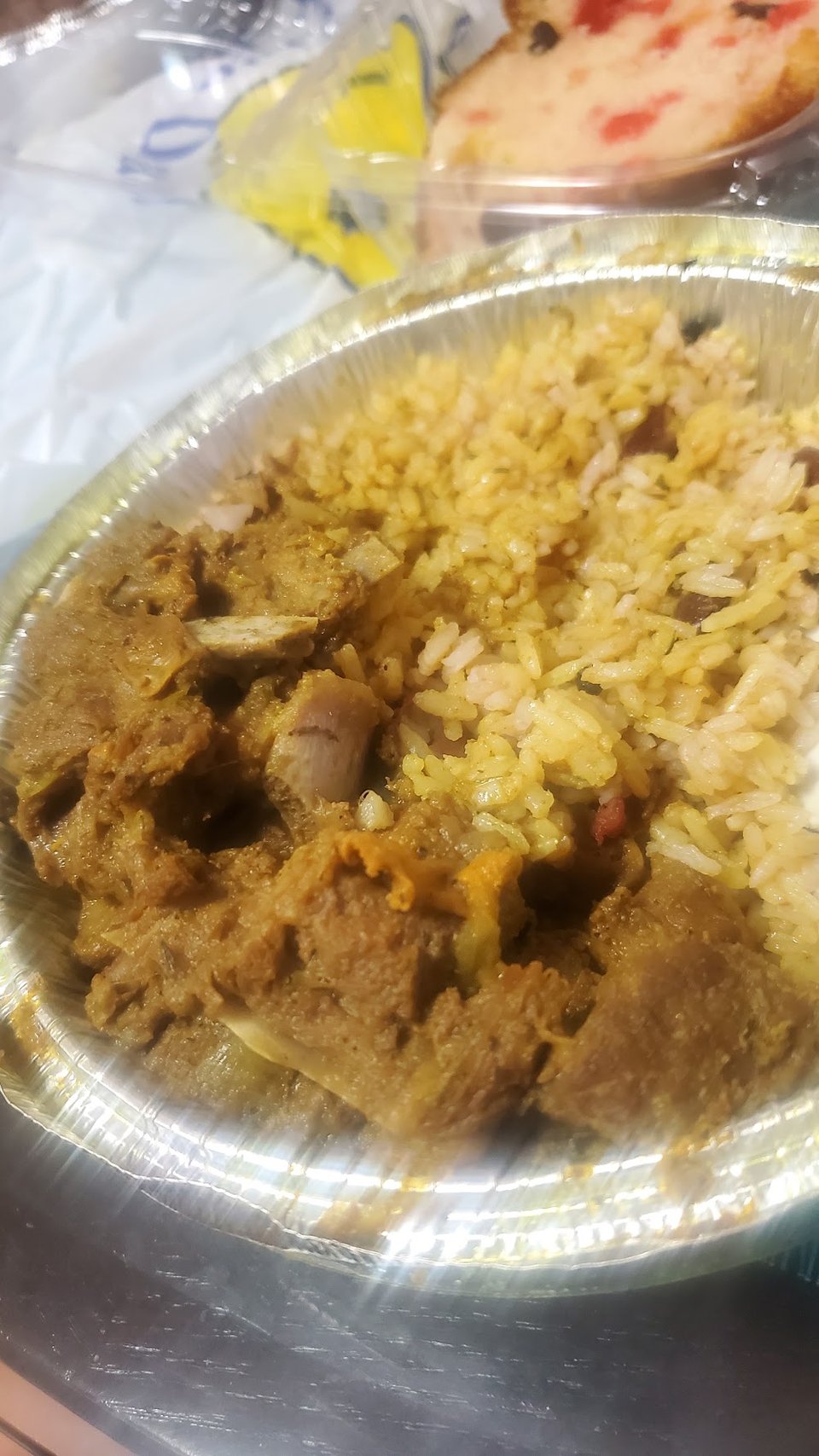 Curry Goat with Rice and Peas